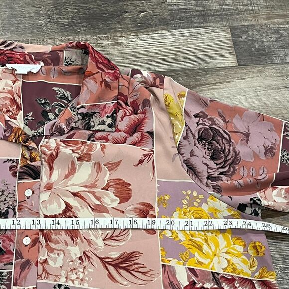 Cynthia Rowley Floral Patchwork Print Button Up Top Size 1X Bloomcore Cottage - Picture 8 of 12